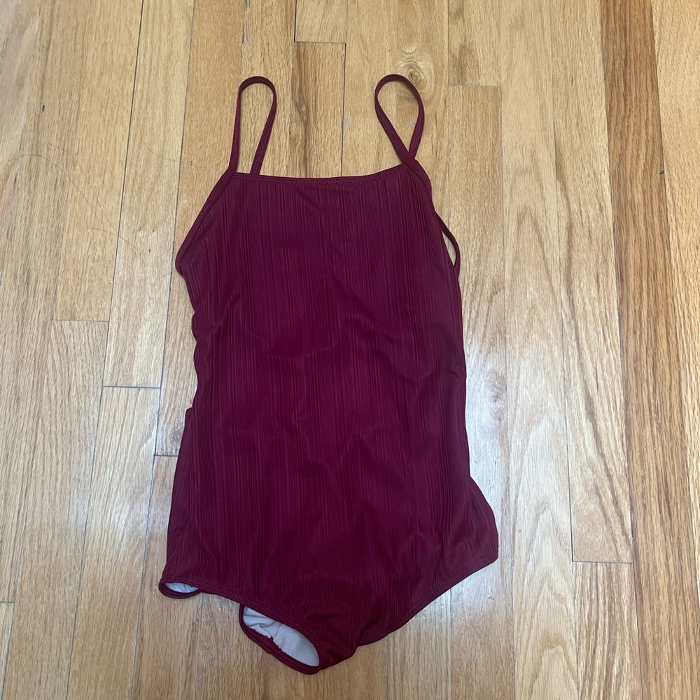 Red one-piece swimsuit